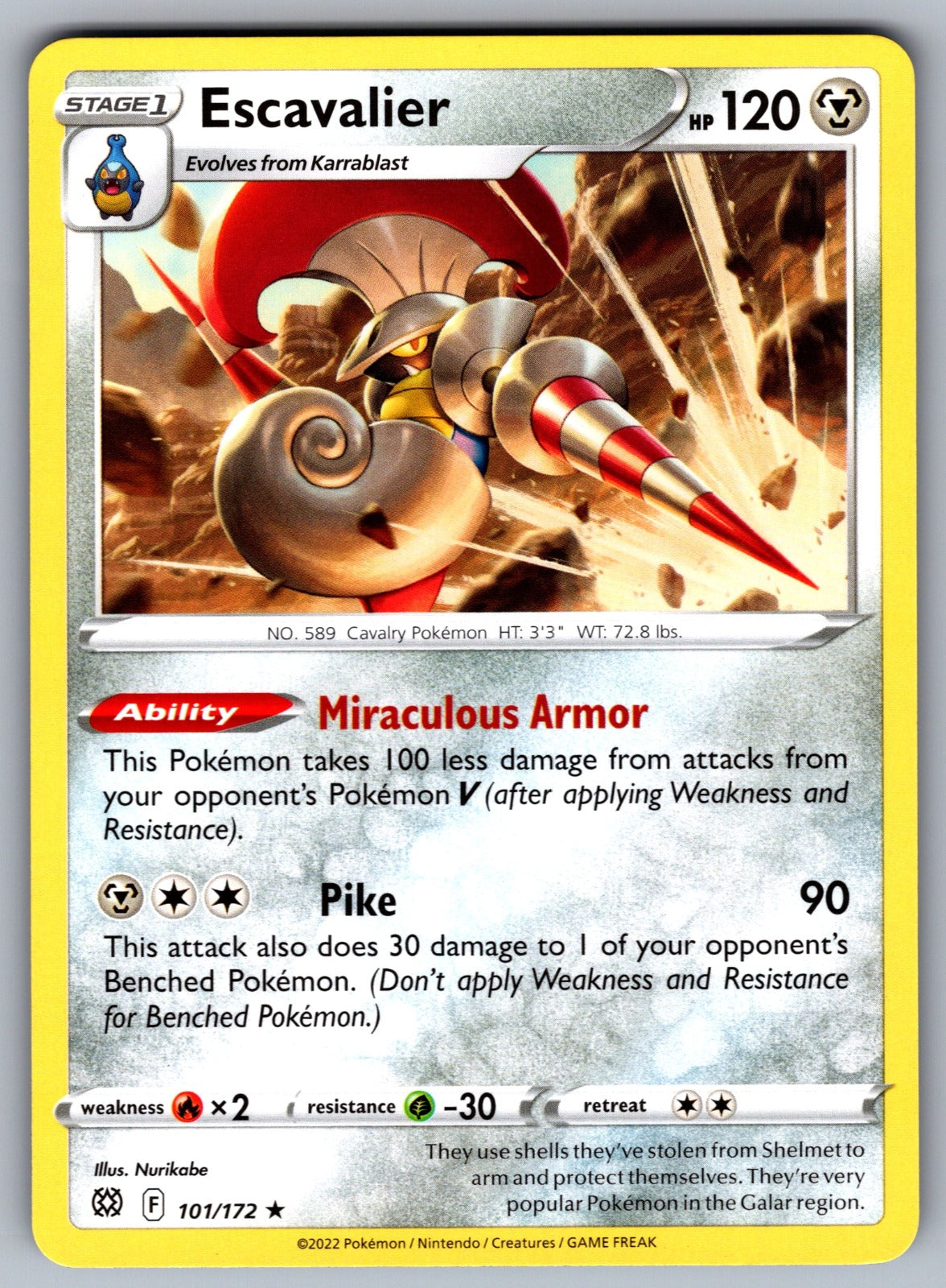 Escavalier Rare SWSH09: Brilliant Stars 101/172 NM 2022