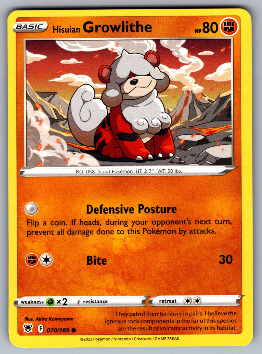 Hisuian Growlithe Common SWSH10: Astral Radiance 070/189 NM 2022