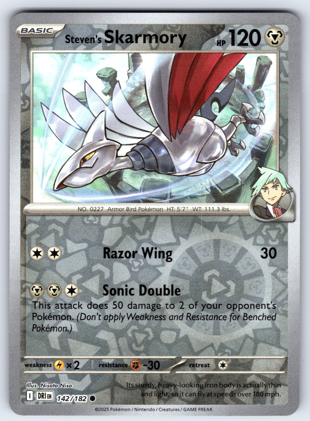 Steven's Skarmory Reverse Holo Common SV10: Destined Rivals 142/182 NM 2025