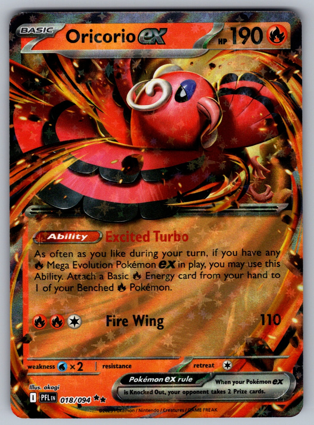 Oricorio ex Holo Double Rare ME02: Phantasmal Flames 018/094 NM 2025