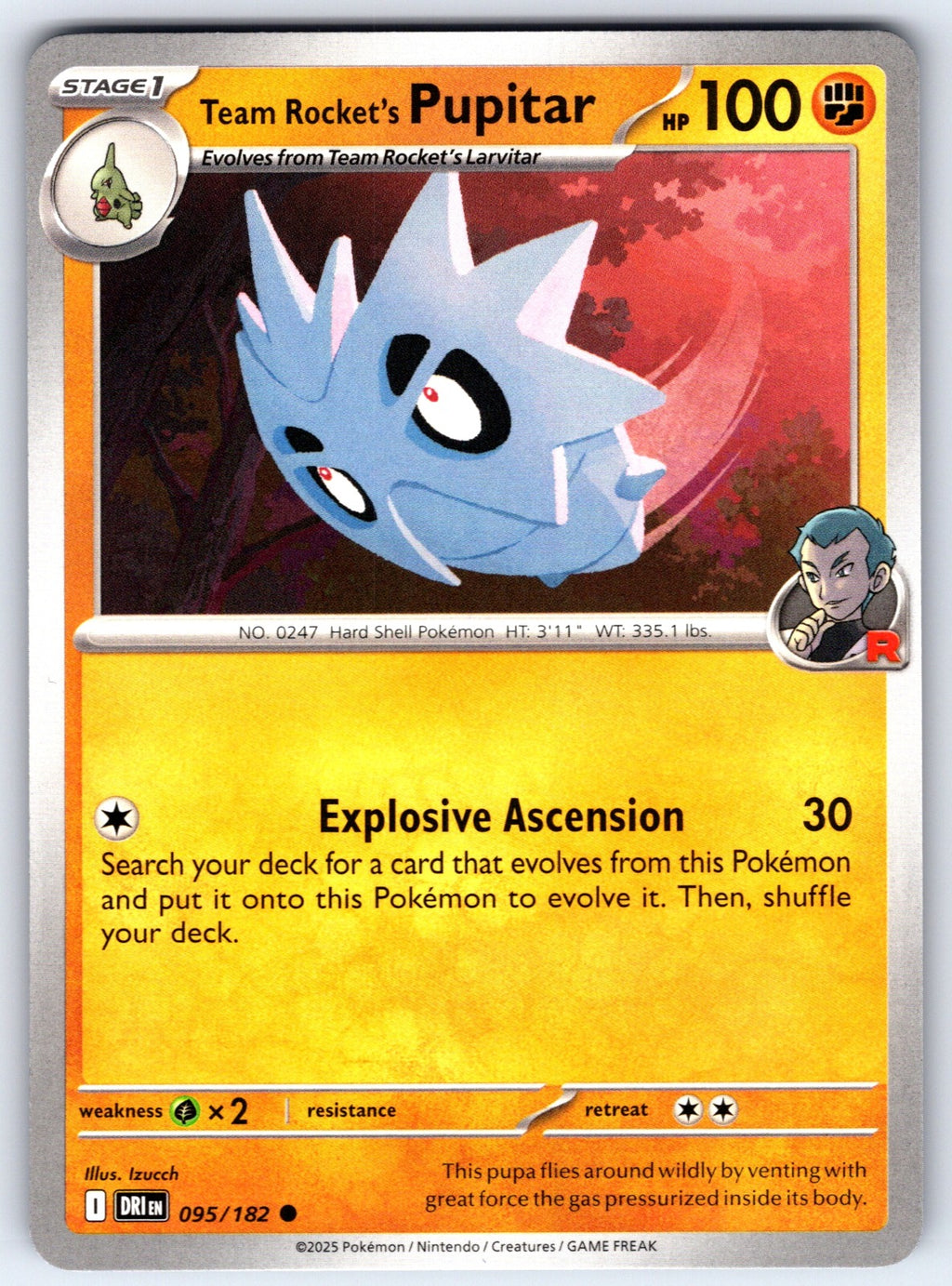 Team Rocket's Pupitar Common SV10: Destined Rivals 095/182 NM 2025