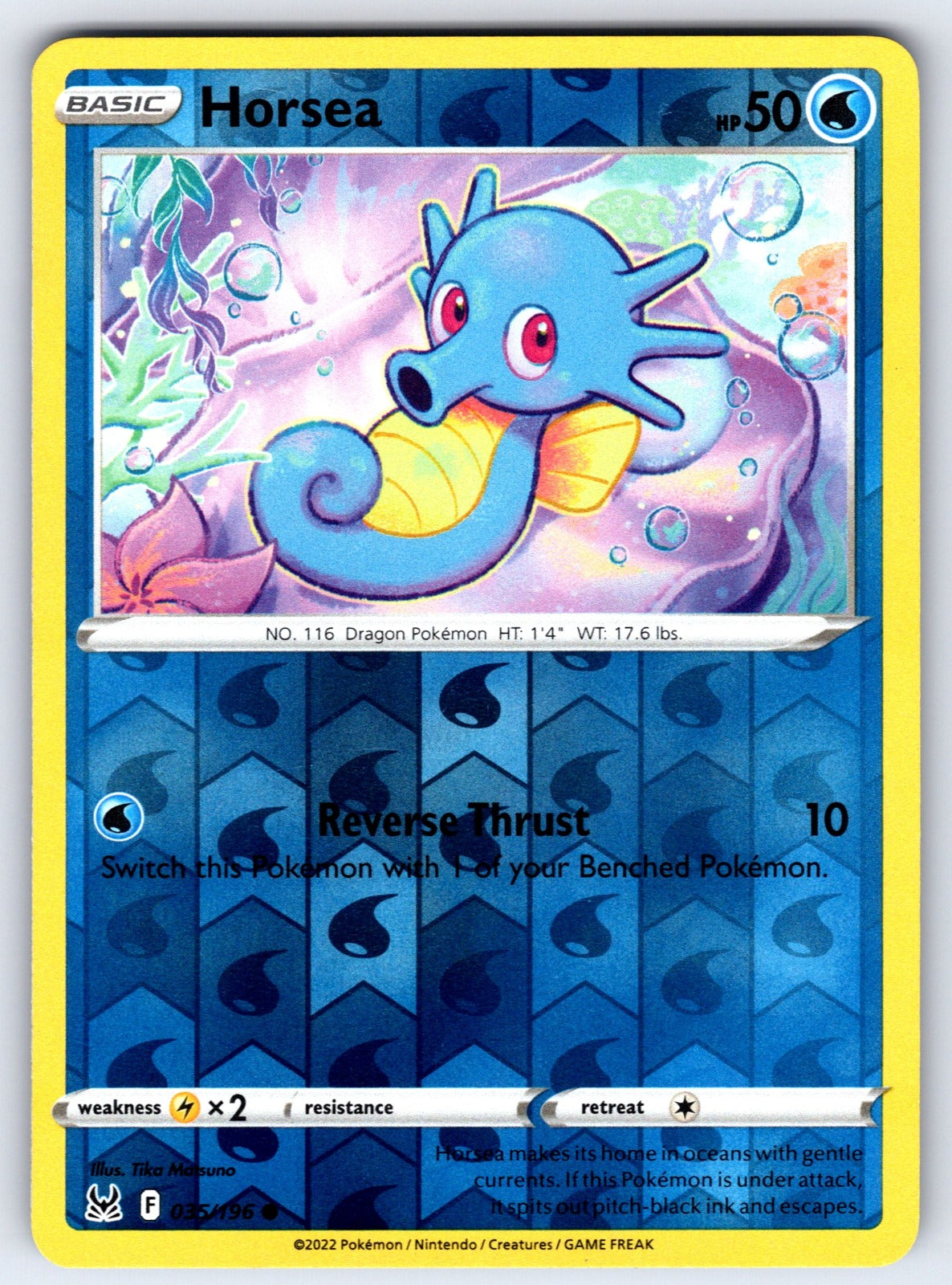 Horsea Reverse Holo Common SWSH11: Lost Origin 035/196 NM 2022