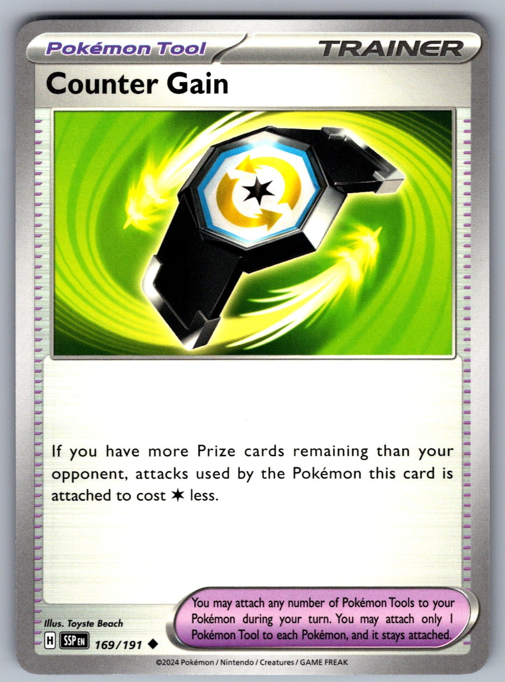 Counter Gain Uncommon SV08: Surging Sparks 169/191 NM 2024