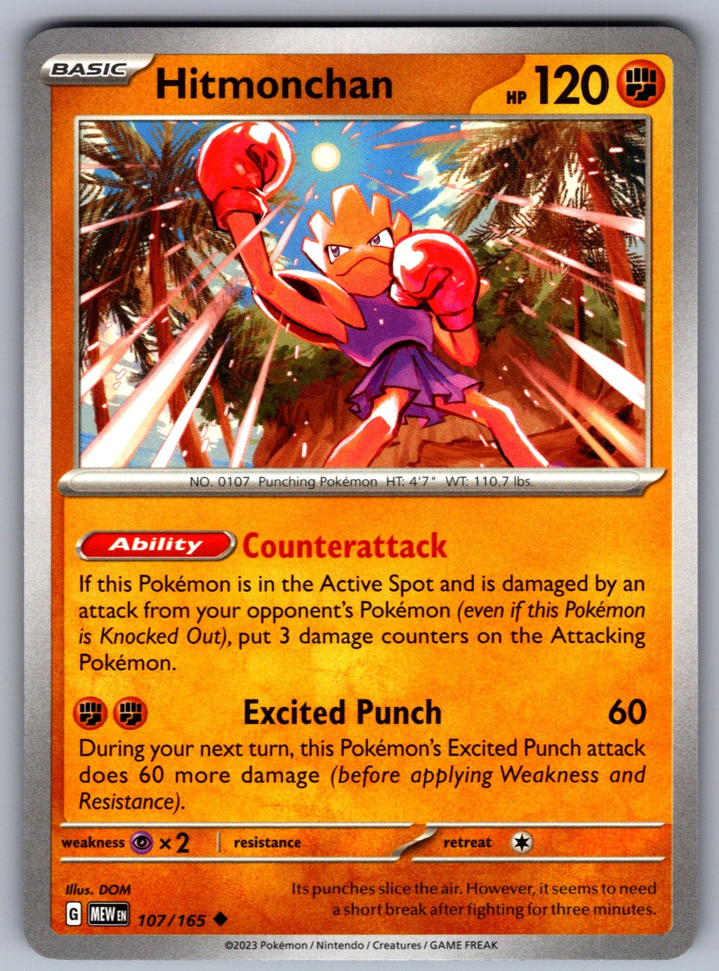 Hitmonchan Uncommon SV: Scarlet & Violet 151 107/165 NM 2023