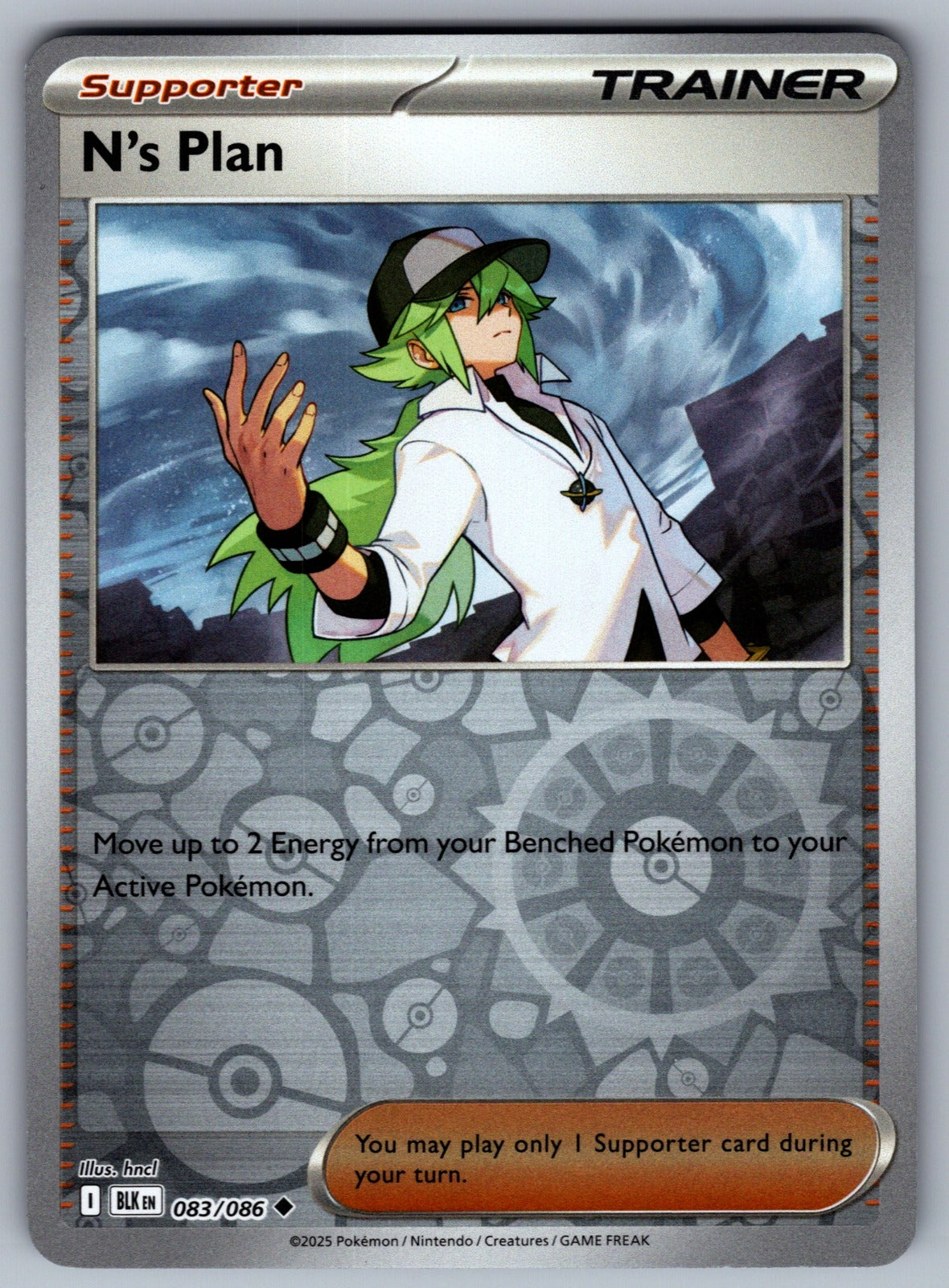 N's Plan Reverse Holo Uncommon SV: Black Bolt 083/086 NM 2025