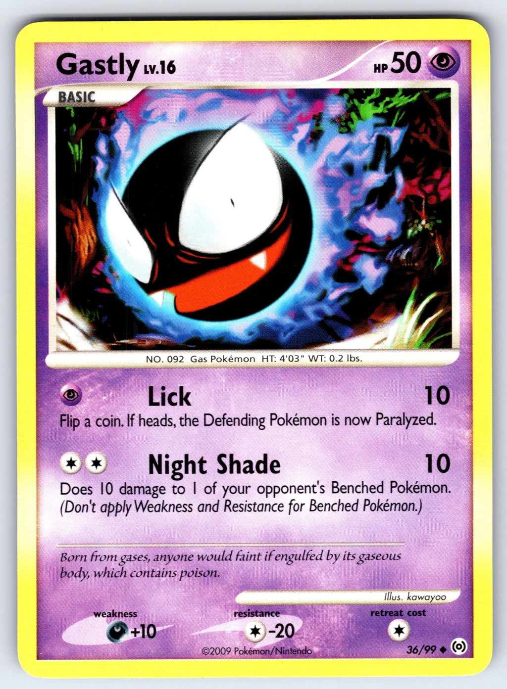 Gastly (36) Uncommon Arceus 36/99 LP 2009