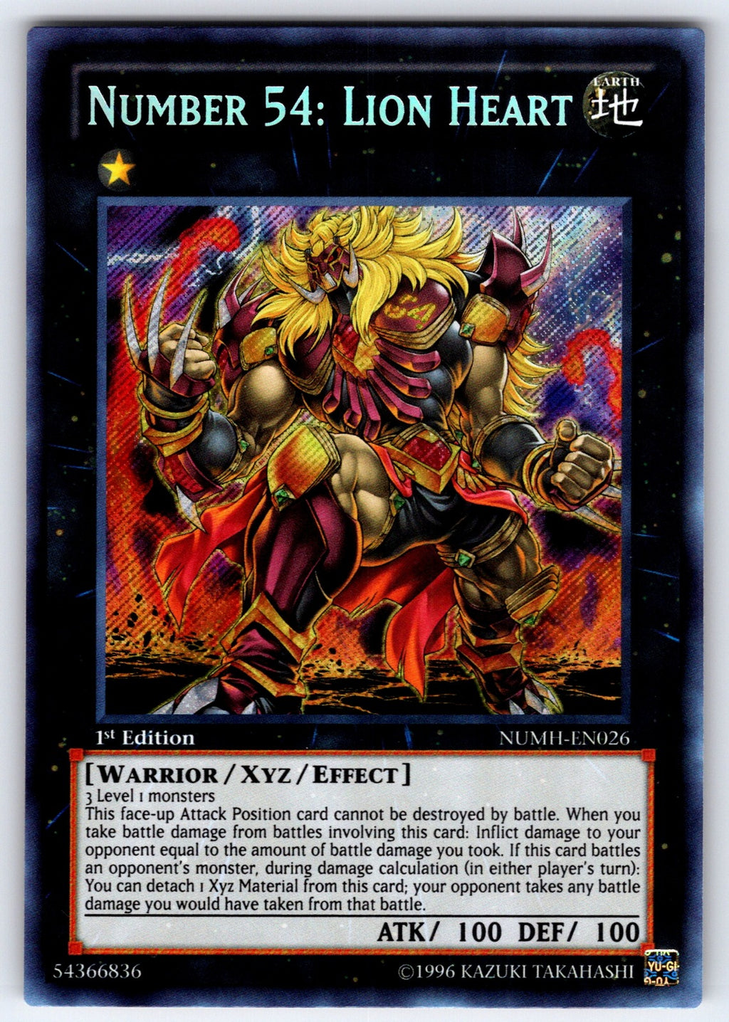 Number 54: Lion Heart 1st Edition Secret Rare Number Hunters NUMH-EN026 NM 2013