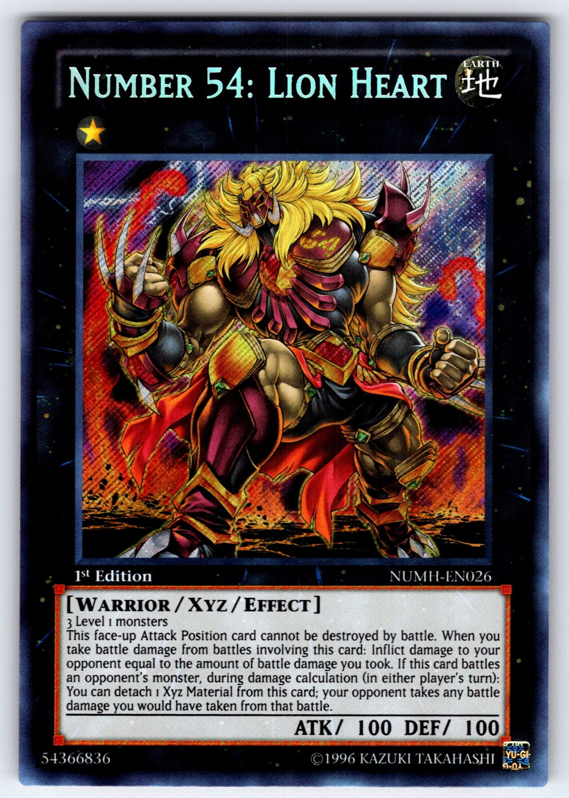 Number 54: Lion Heart 1st Edition Secret Rare Number Hunters NUMH-EN026 NM 2013