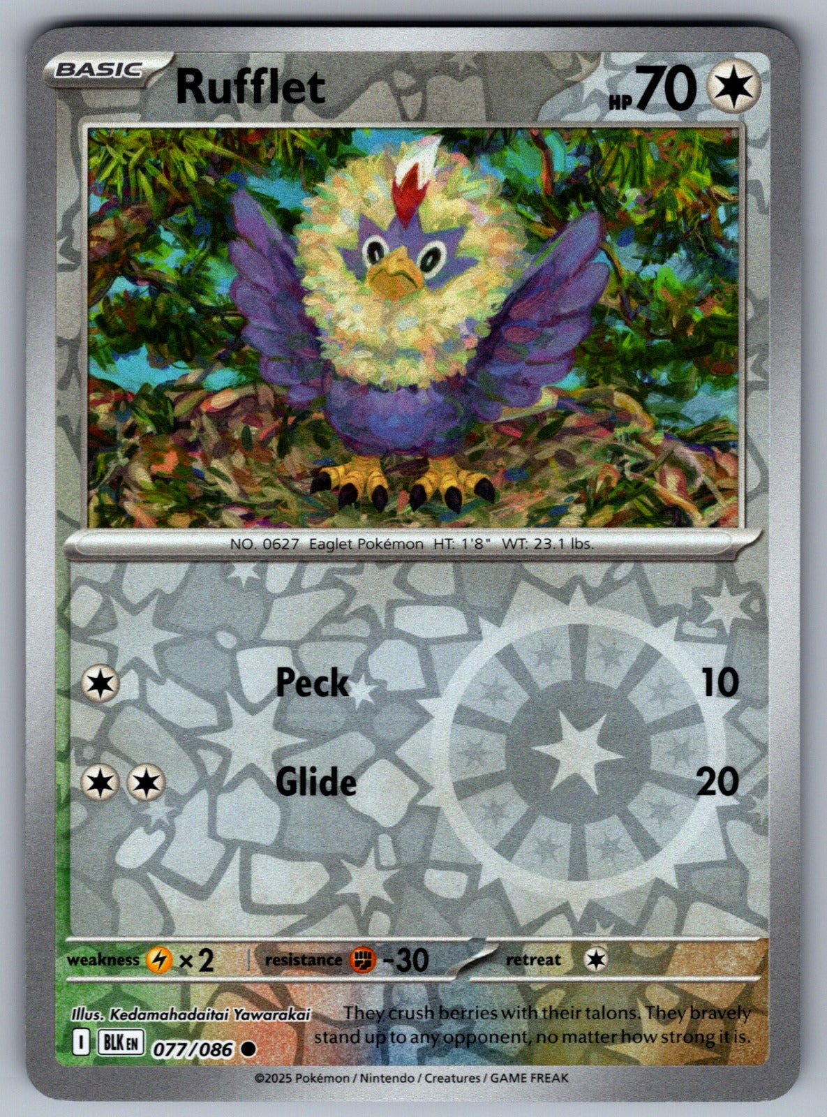Rufflet Reverse Holo Common SV: Black Bolt 077/086 NM 2025