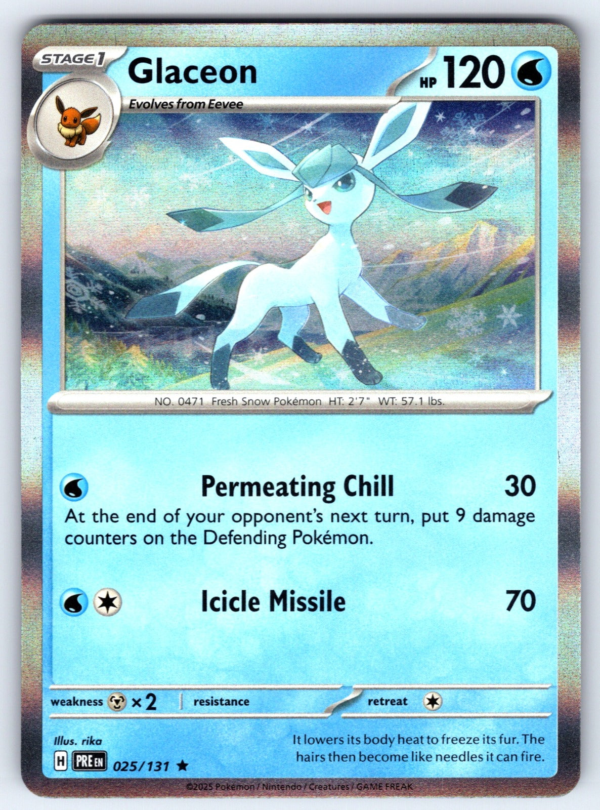 Glaceon Holo Rare SV: Prismatic Evolutions 025/131 NM 2025