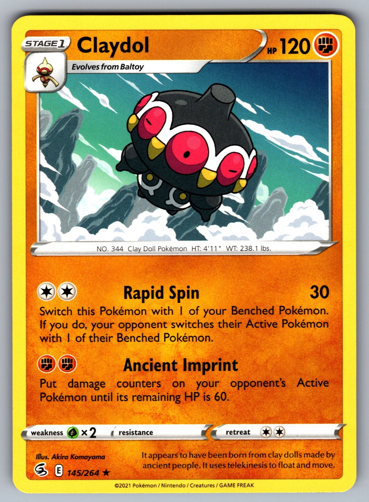 Claydol Rare SWSH08: Fusion Strike 145/264 NM 2021