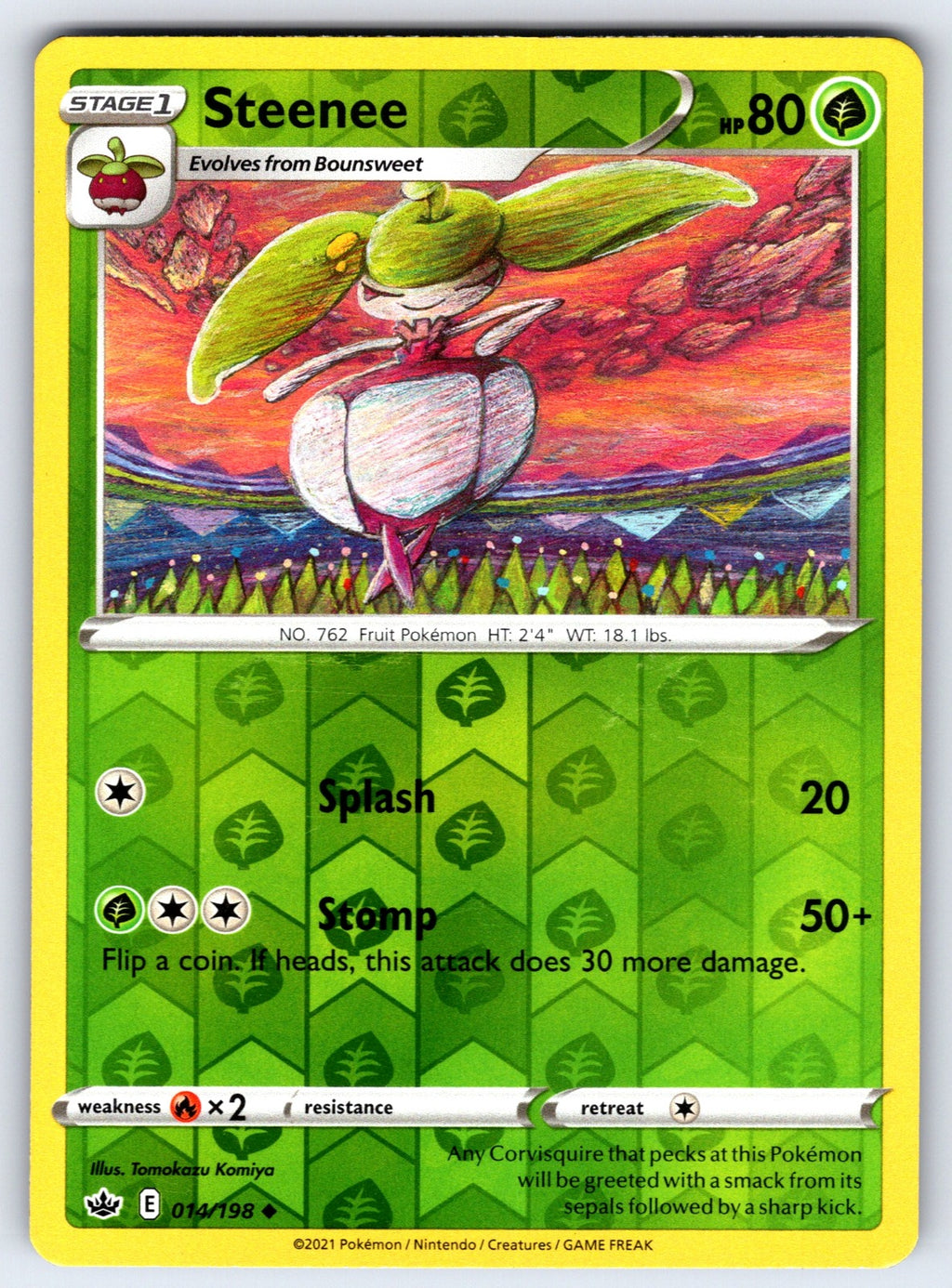 Steenee Reverse Holo Uncommon SWSH06: Chilling Reign 014/198 NM 2021