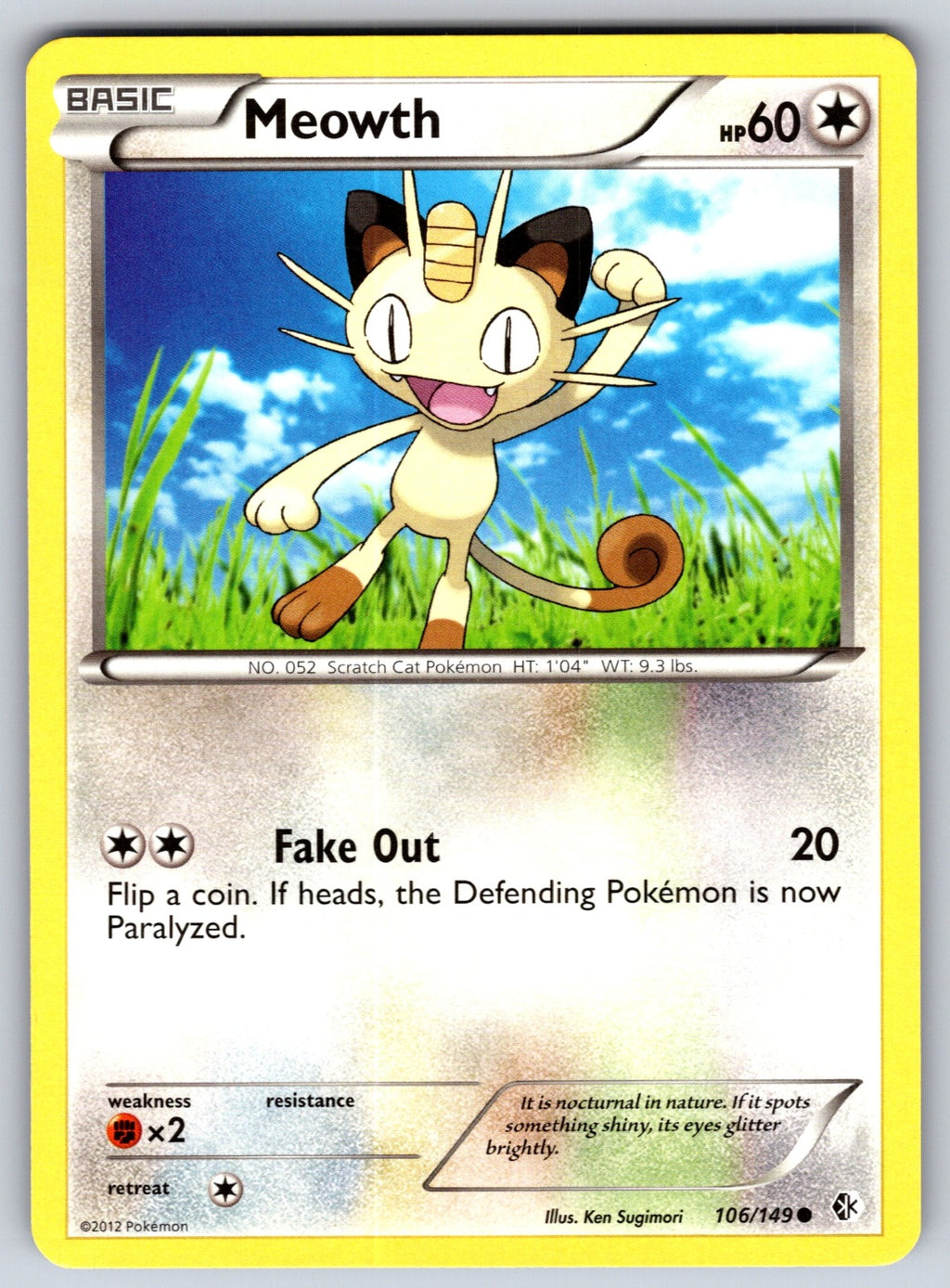 Meowth Common Boundaries Crossed 106/149 LP 2012