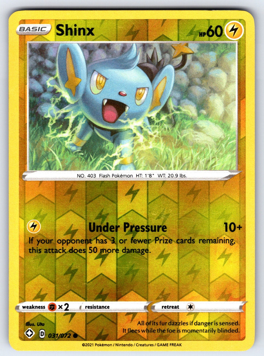 Shinx Reverse Holo Common Shining Fates 031/072 NM 2021