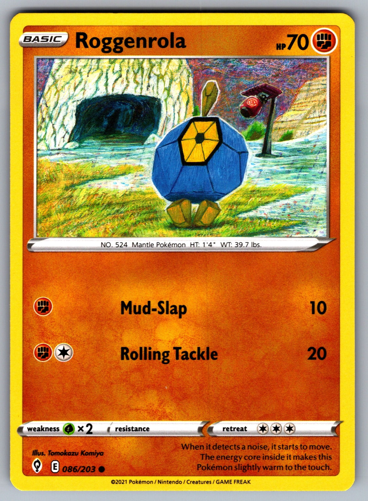 Roggenrola Common SWSH07: Evolving Skies 086/203 NM 2021