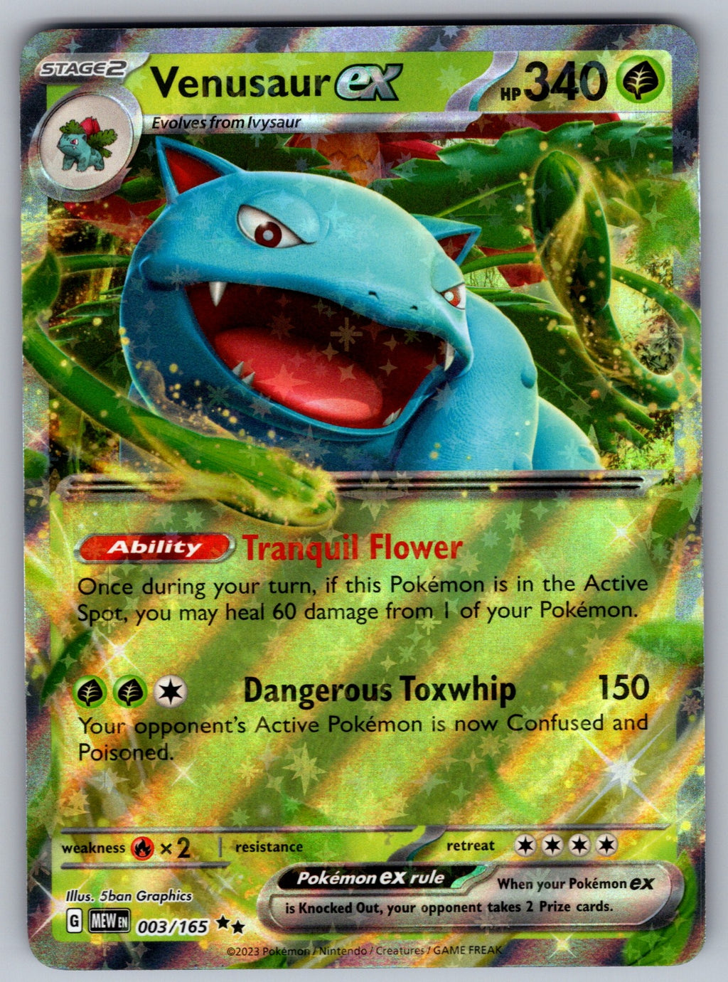 Venusaur ex Holo Double Rare SV: Scarlet & Violet 151 003/165 NM 2023