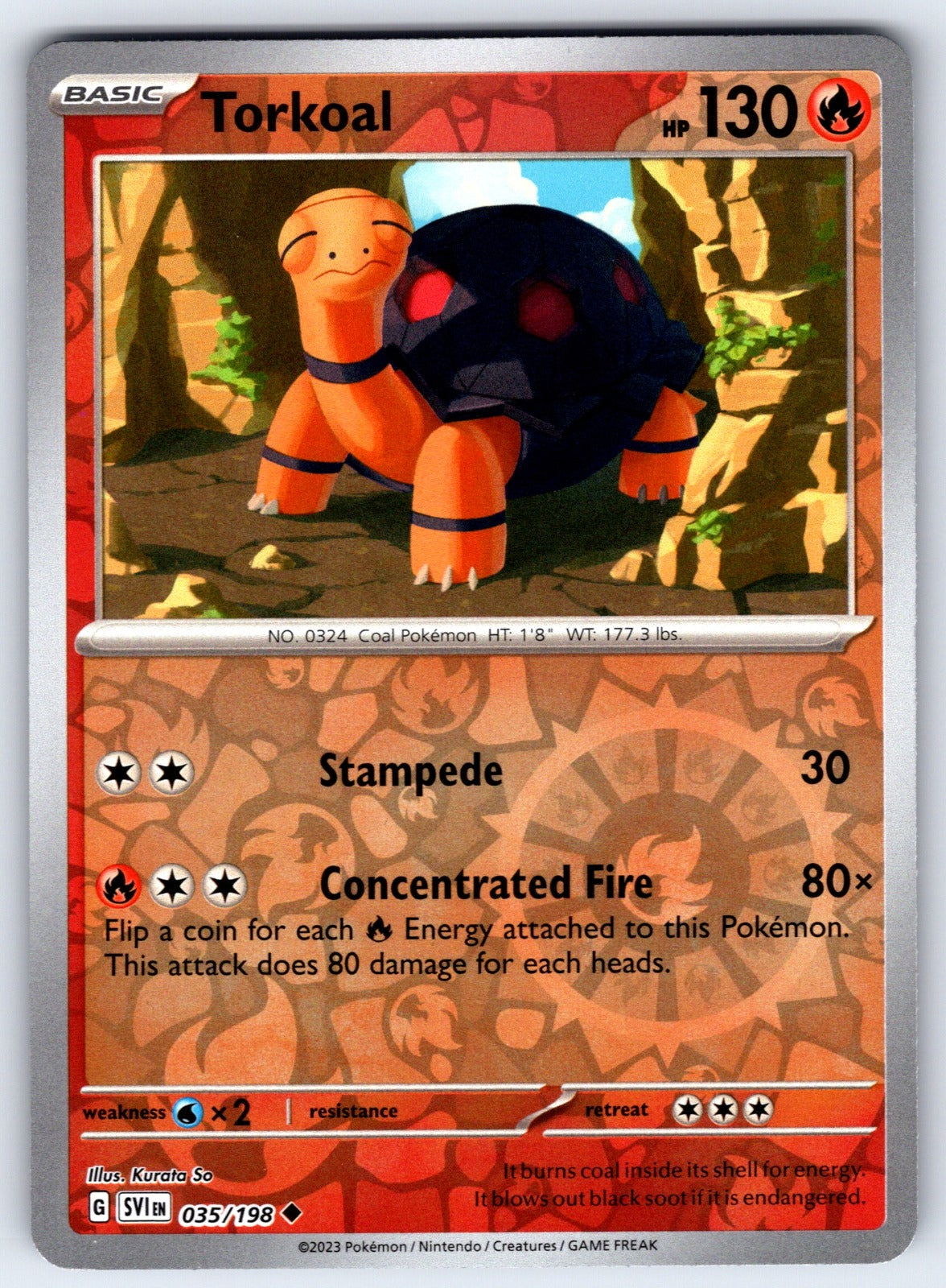 Torkoal Reverse Holo Uncommon SV01: Scarlet & Violet Base Set 035/198 NM 2023