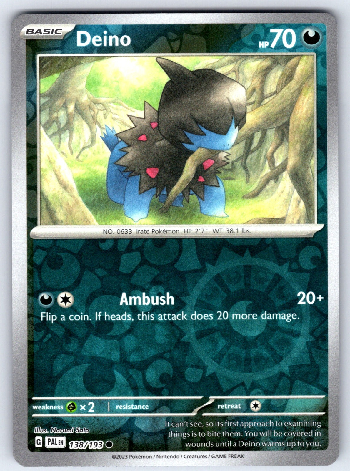 Deino Reverse Holo Common SV02: Paldea Evolved 138/193 NM 2023