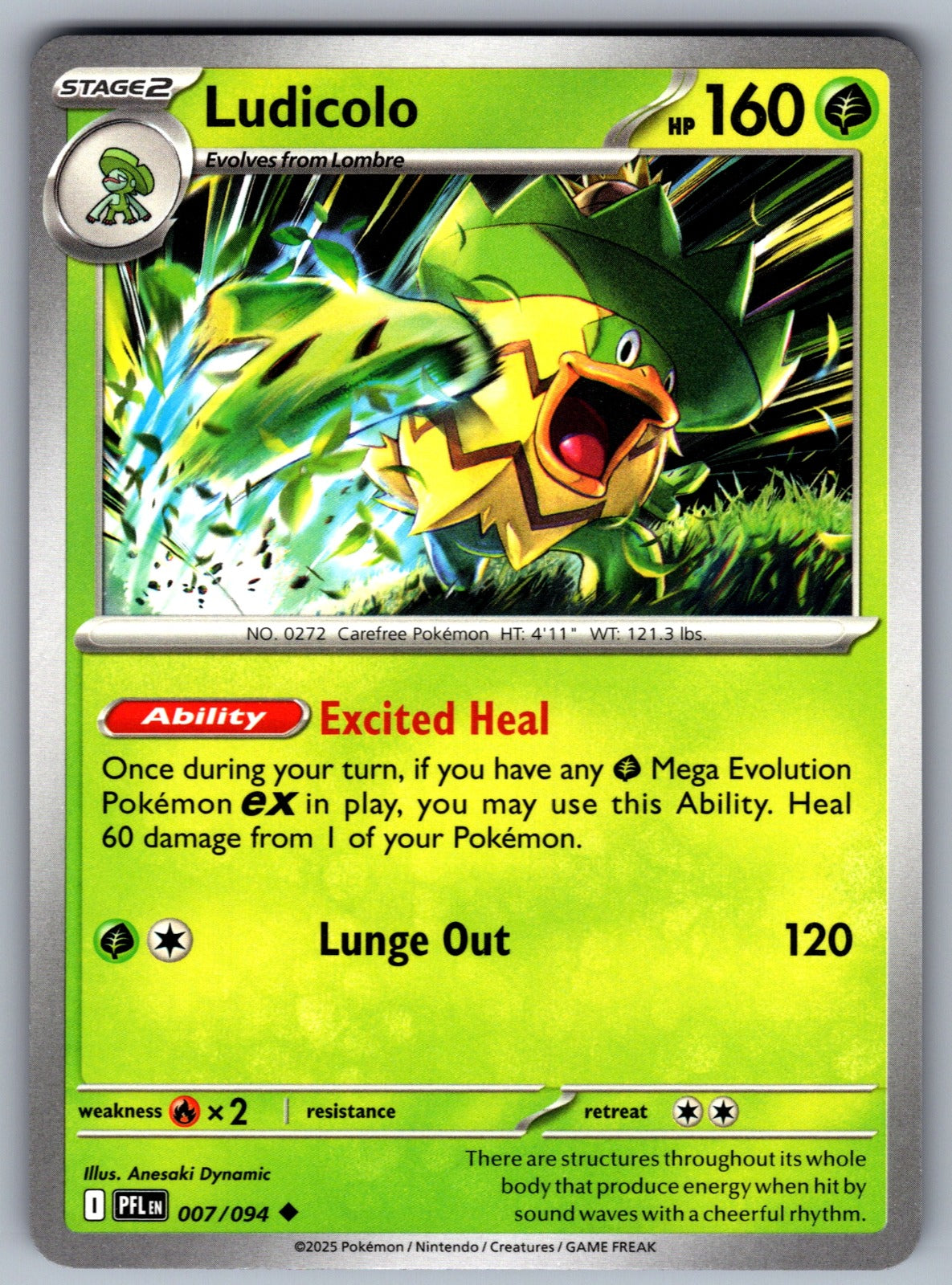 Ludicolo Uncommon ME02: Phantasmal Flames 007/094 NM 2025