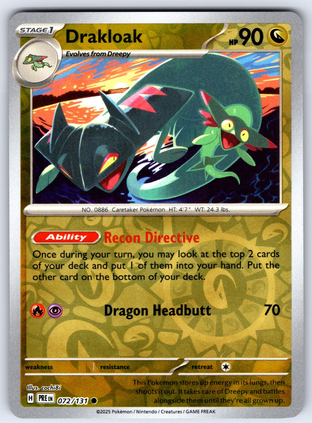 Drakloak Reverse Holo Common SV: Prismatic Evolutions 072/131 NM 2025