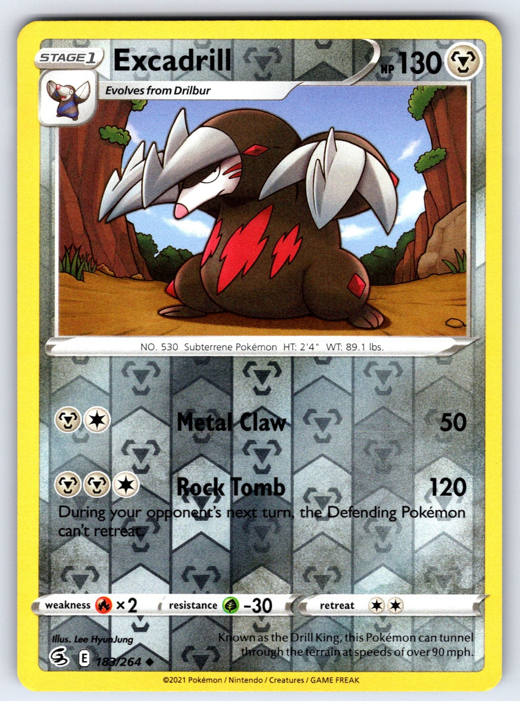 Excadrill Reverse Holo Uncommon SWSH08: Fusion Strike 183/264 NM 2021