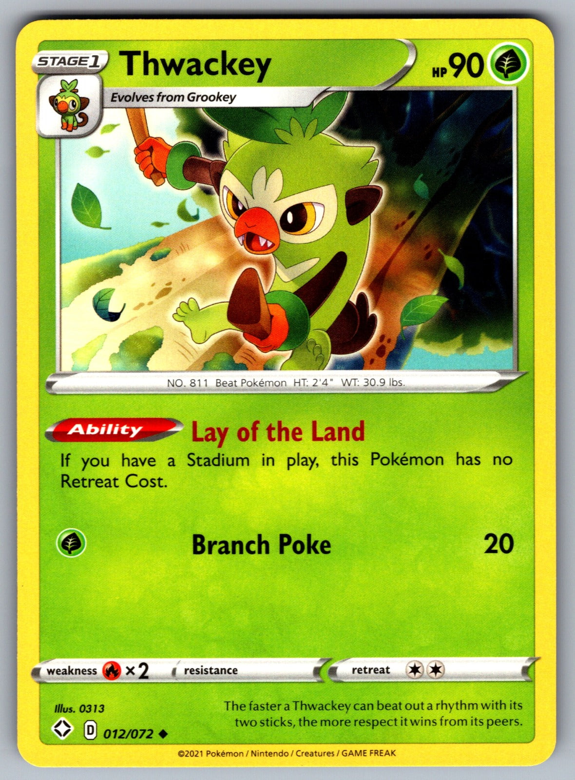 Thwackey Uncommon Shining Fates 012/072 NM 2021