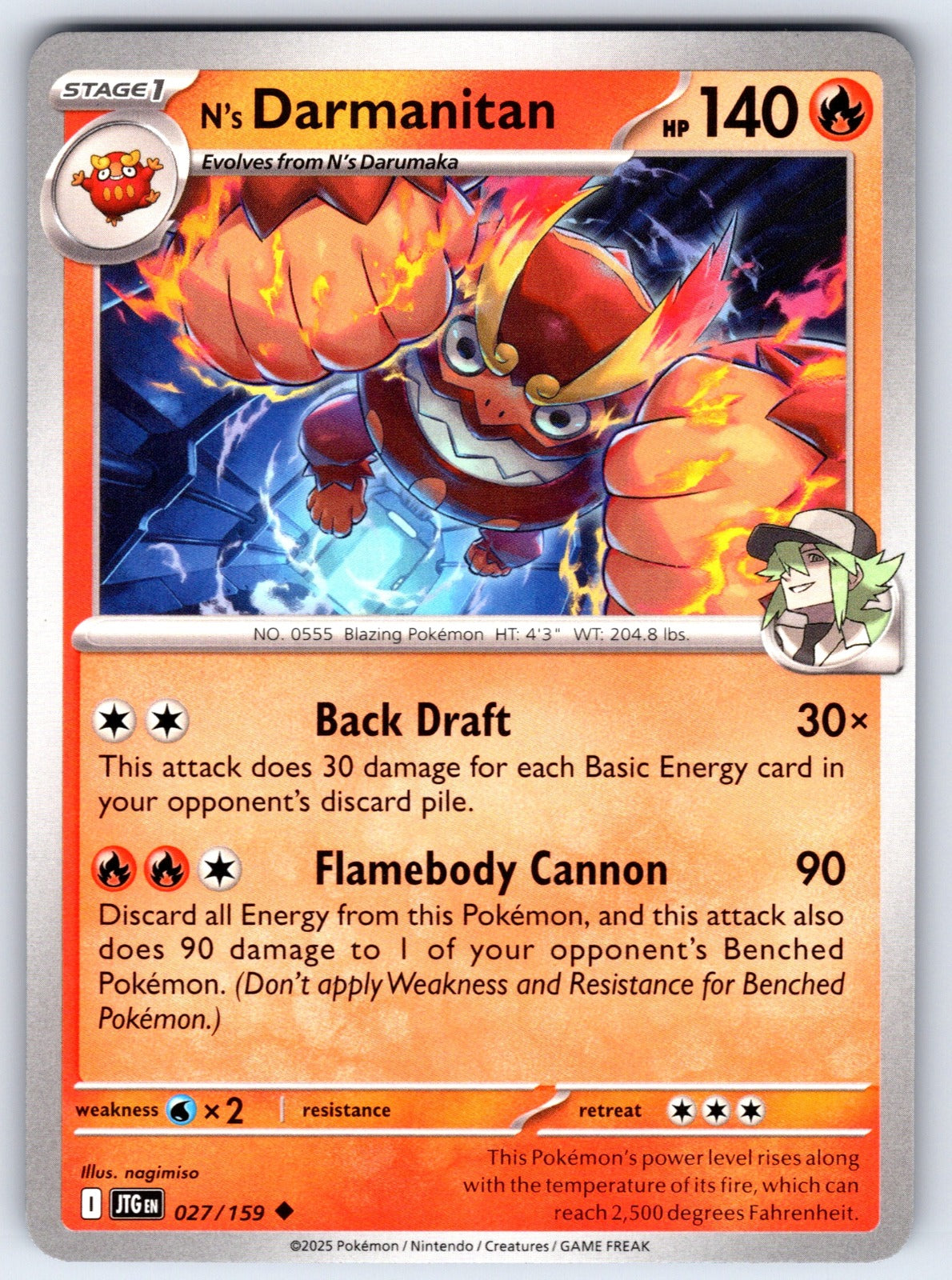 N's Darmanitan Uncommon SV09: Journey Together 027/159 NM 2025