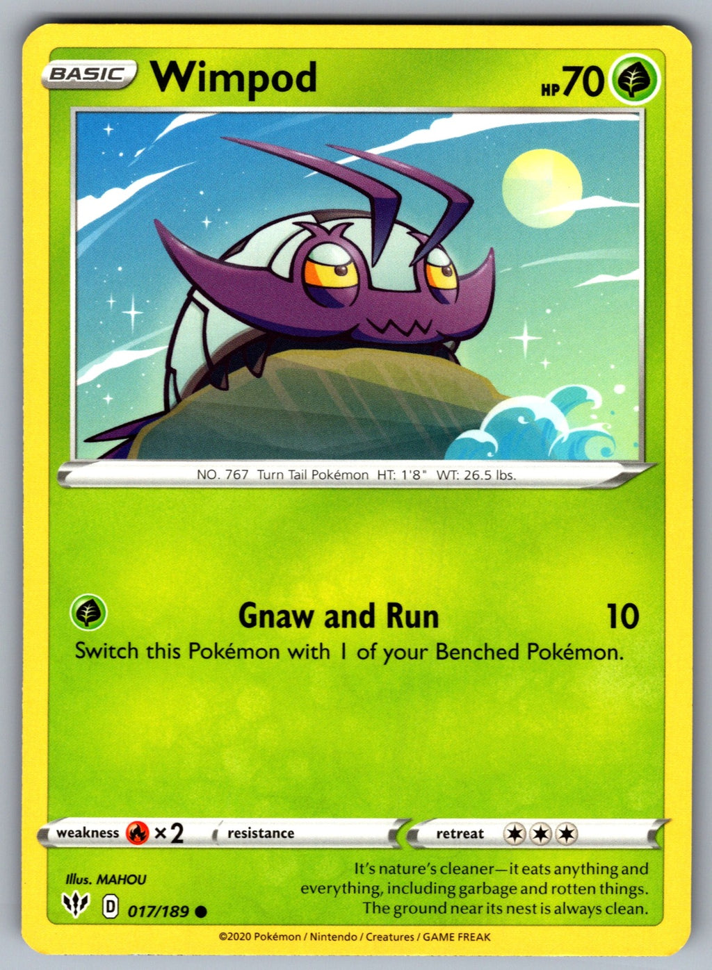 Wimpod Common SWSH03: Darkness Ablaze 017/189 NM 2020