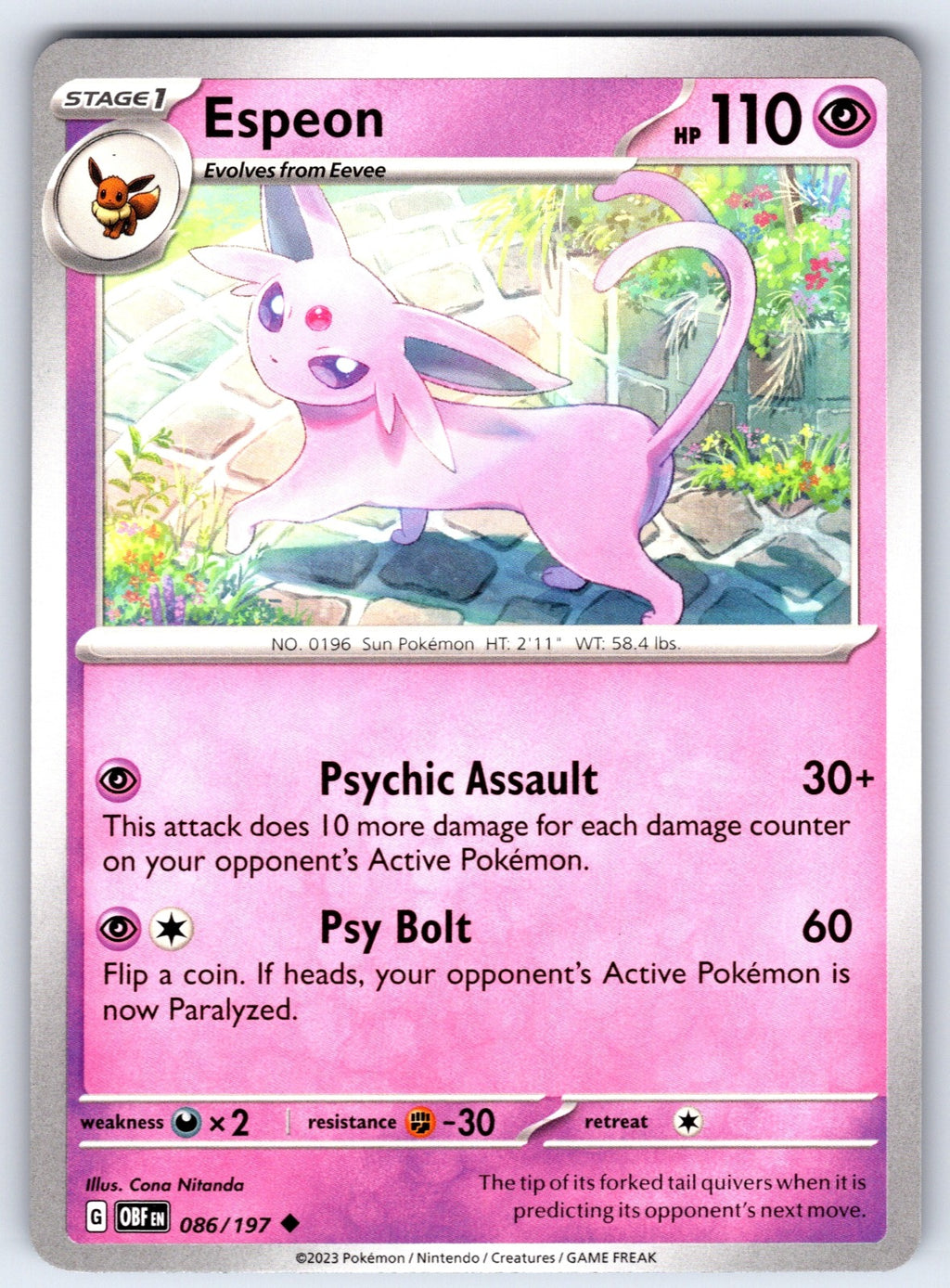 Espeon Uncommon SV03: Obsidian Flames 086/197 NM 2023