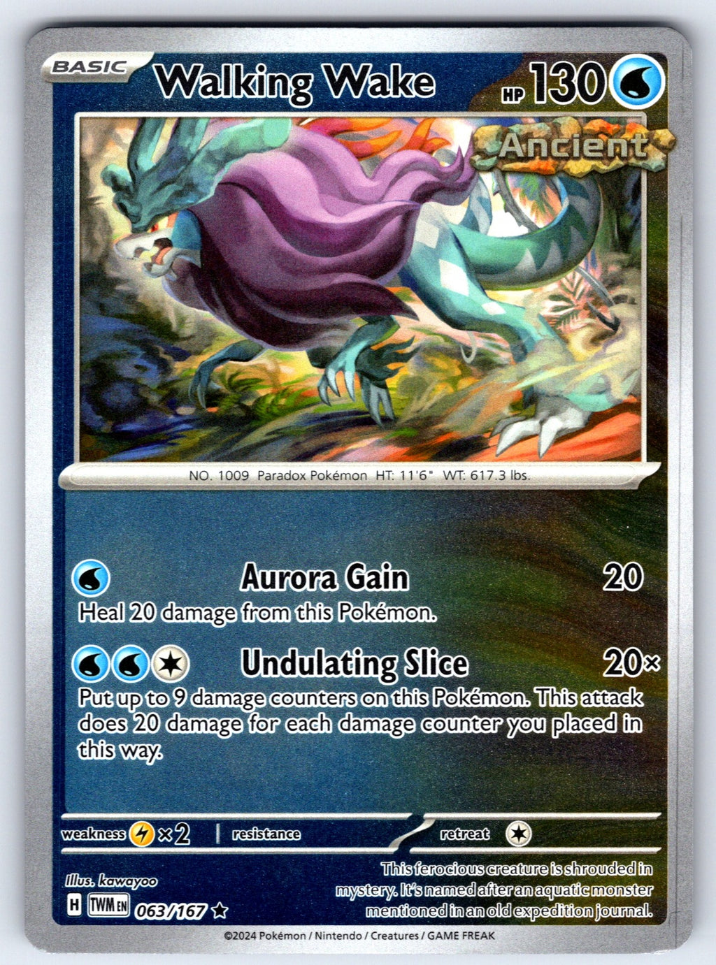 Walking Wake Reverse Holo Rare SV06: Twilight Masquerade 063/167 NM 2024
