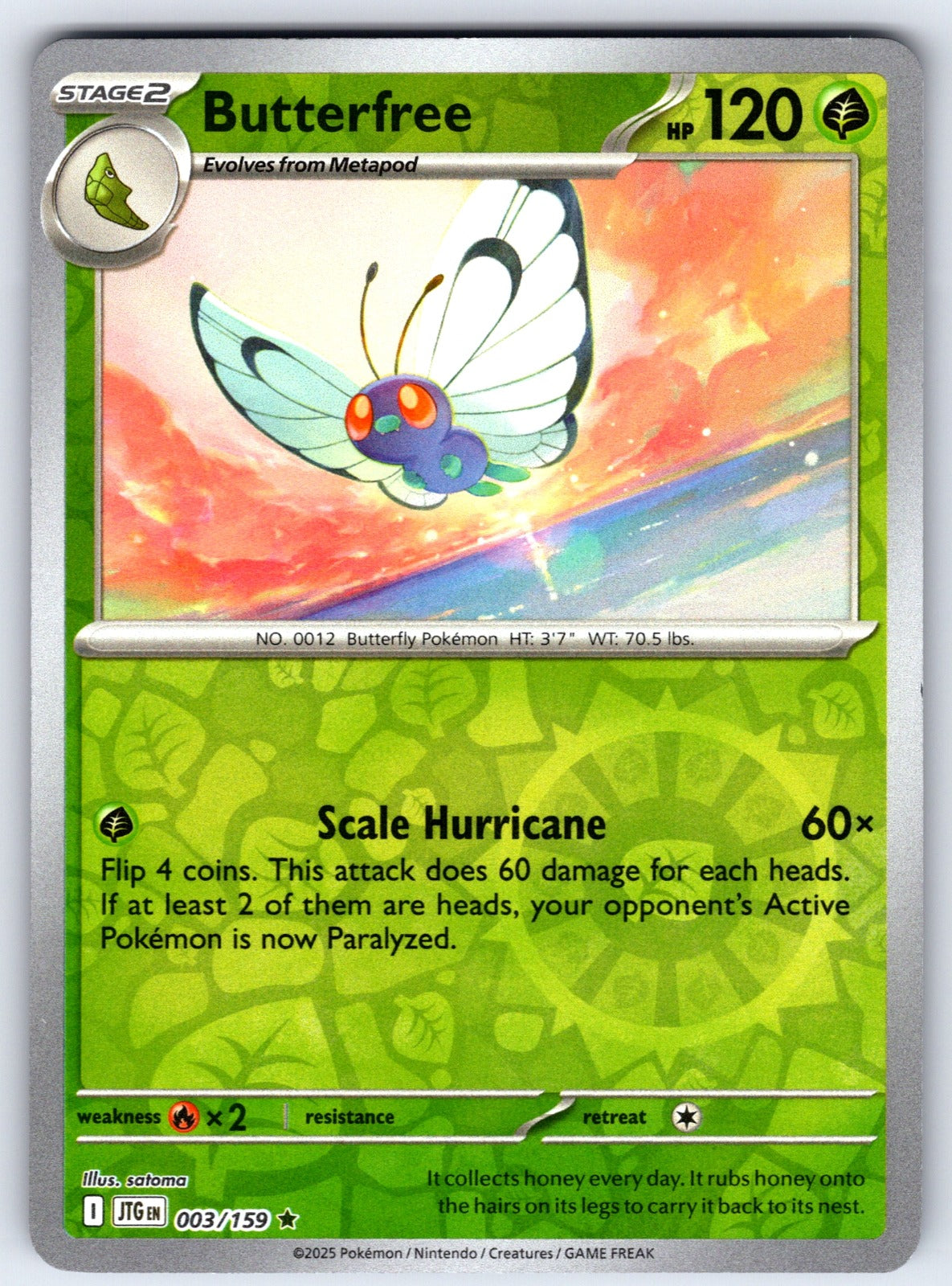Butterfree Reverse Holo Rare SV09: Journey Together 003/159 NM 2025