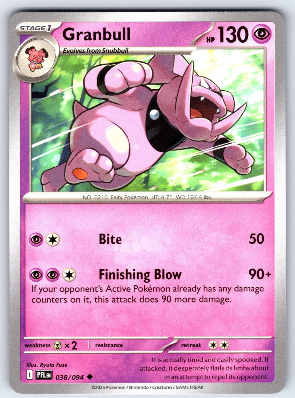 Granbull Uncommon ME02: Phantasmal Flames 038/094 NM 2025