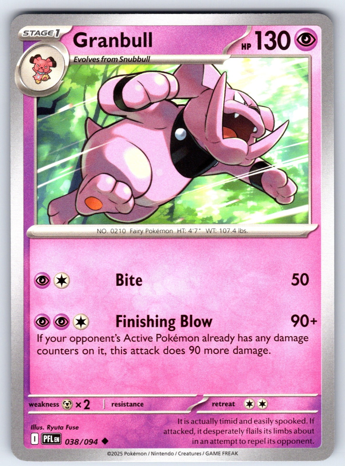 Granbull Uncommon ME02: Phantasmal Flames 038/094 NM 2025