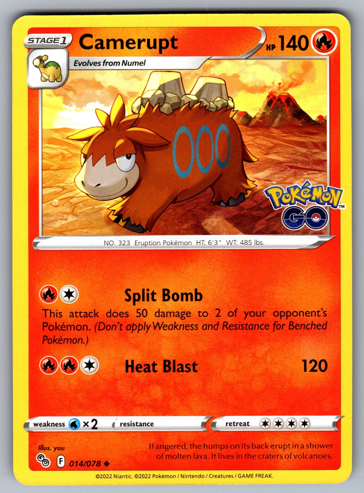 Camerupt Uncommon Pokemon GO 014/078 NM 2022