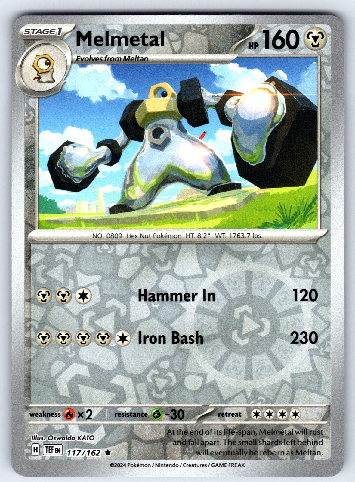 Melmetal Reverse Holo Rare SV05: Temporal Forces 117/162 NM 2024