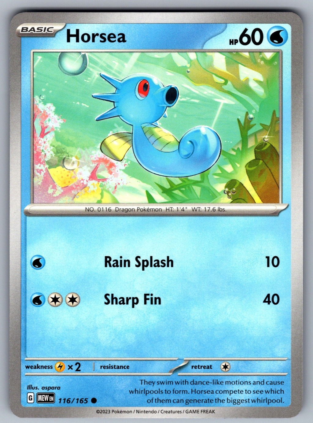 Horsea Common SV: Scarlet & Violet 151 116/165 NM 2023