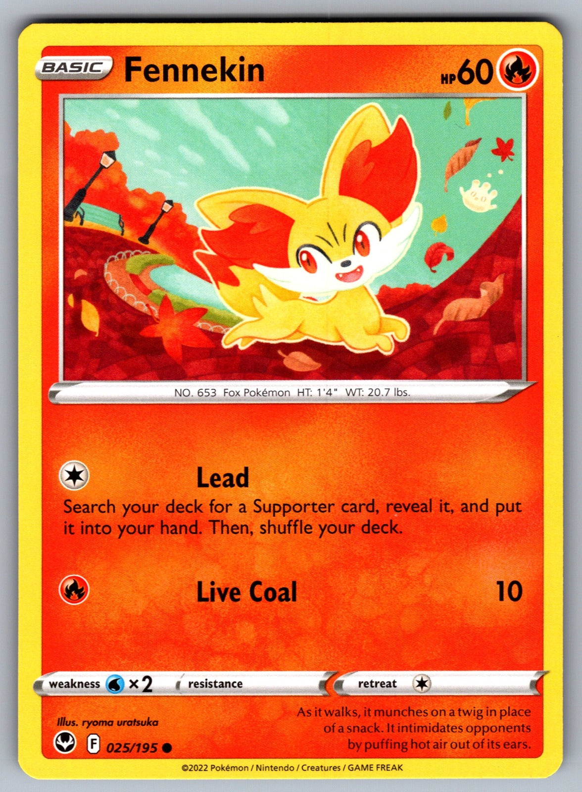 Fennekin Common SWSH12: Silver Tempest 025/195 NM 2022