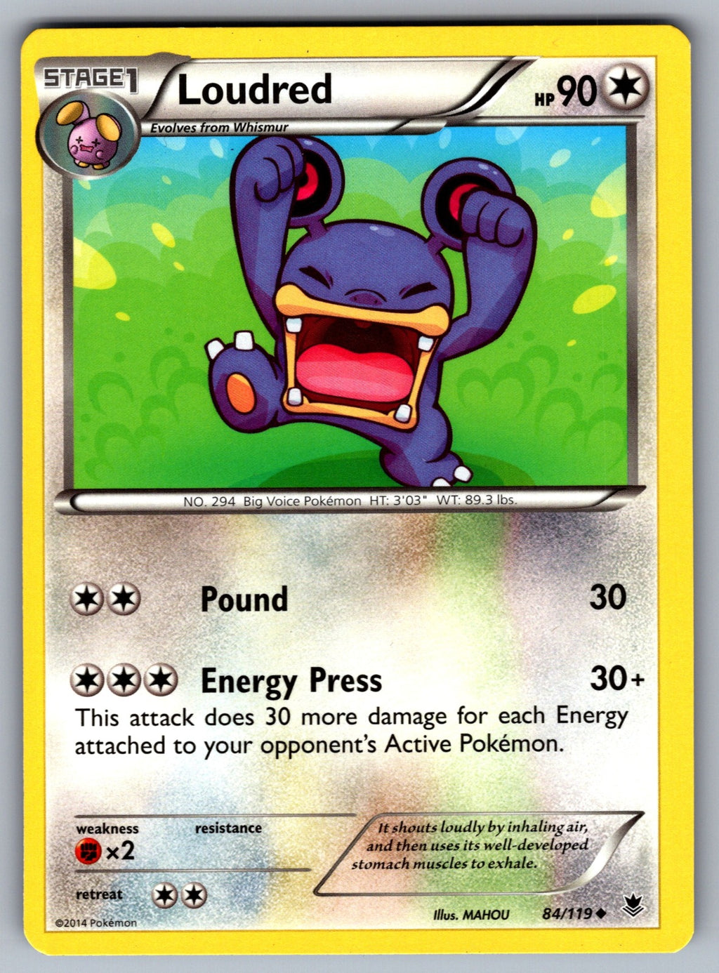 Loudred Uncommon XY - Phantom Forces 84/119 LP 2014