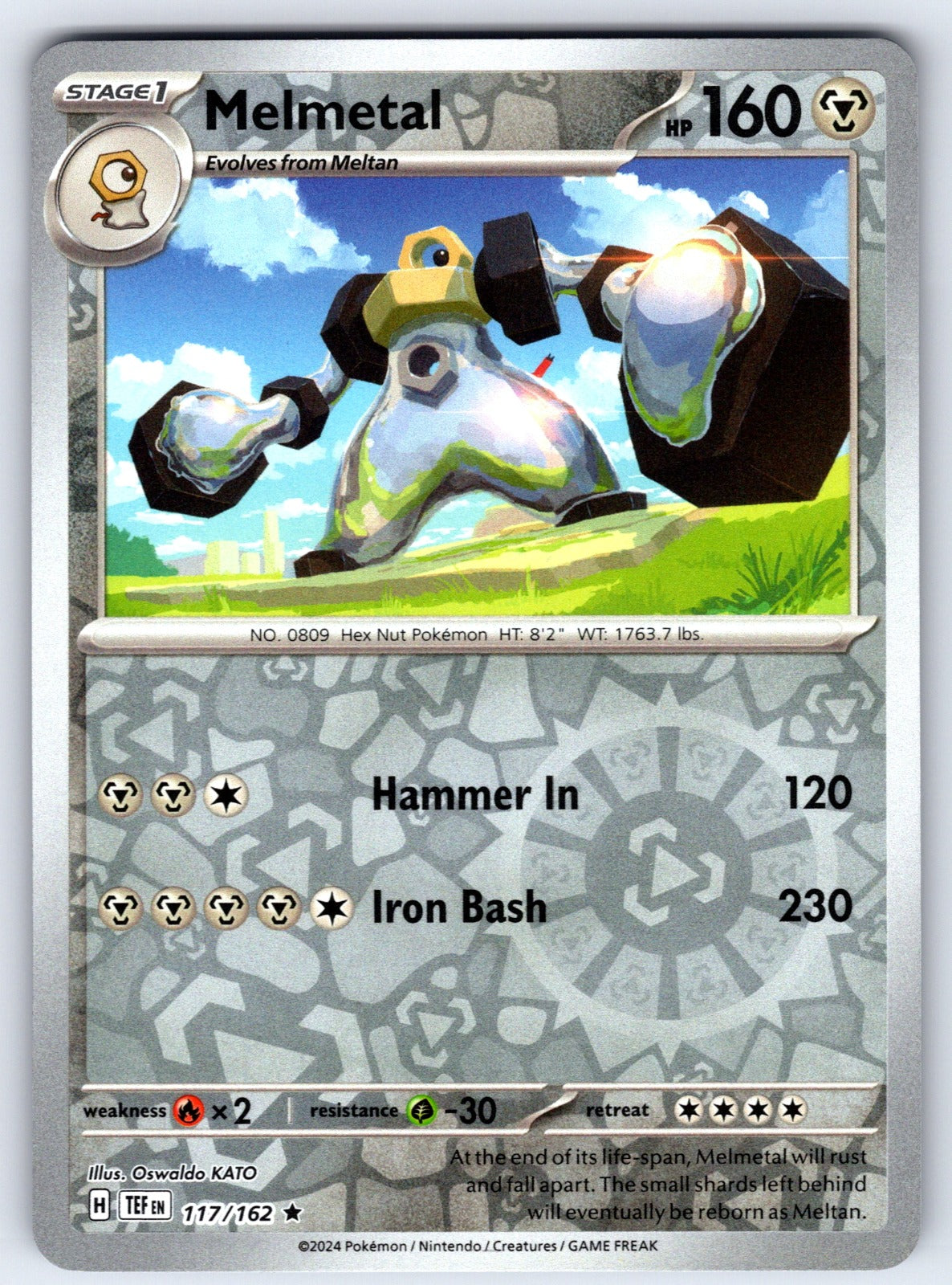 Melmetal Reverse Holo Rare SV05: Temporal Forces 117/162 NM 2024