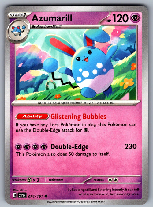 Azumarill Uncommon SV08: Surging Sparks 074/191 NM 2024
