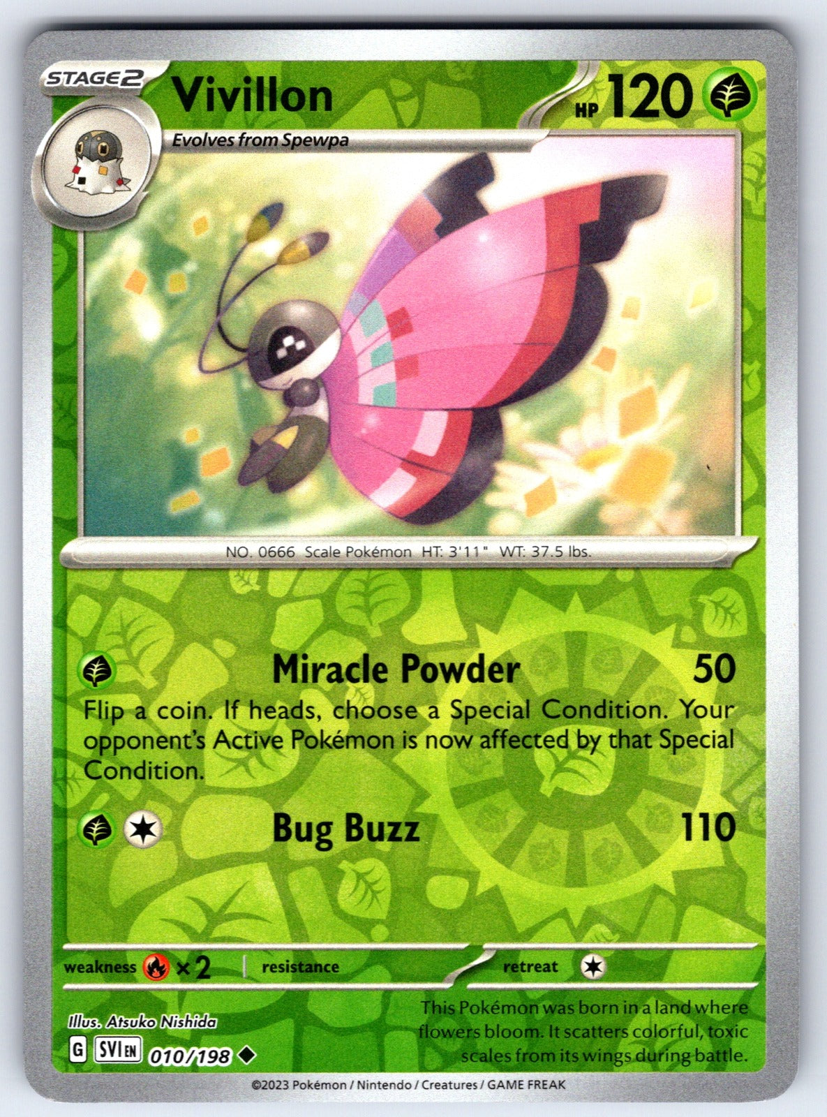 Vivillon Reverse Holo Uncommon SV01: Scarlet & Violet Base Set 010/198 NM 2023