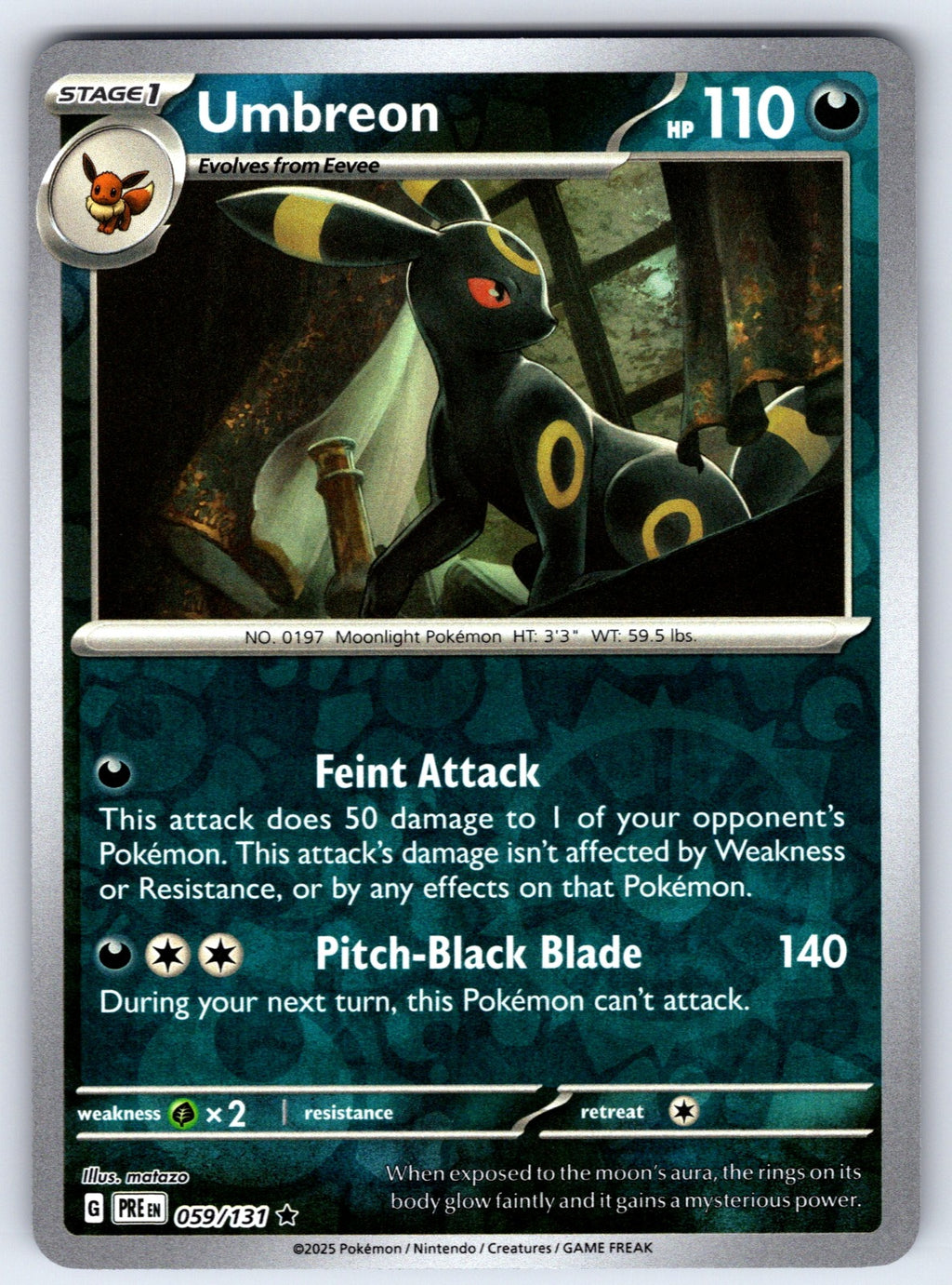 Umbreon Reverse Holo Rare SV: Prismatic Evolutions 059/131 NM 2025