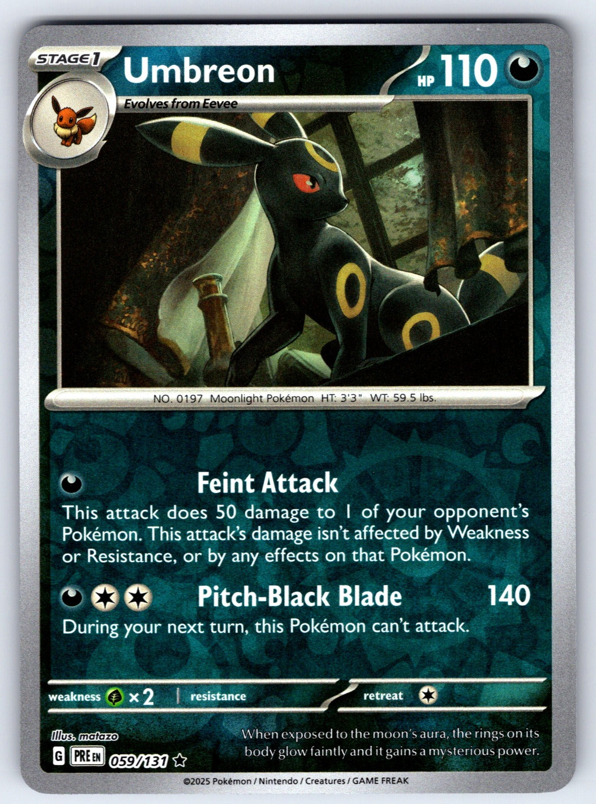 Umbreon Reverse Holo Rare SV: Prismatic Evolutions 059/131 NM 2025