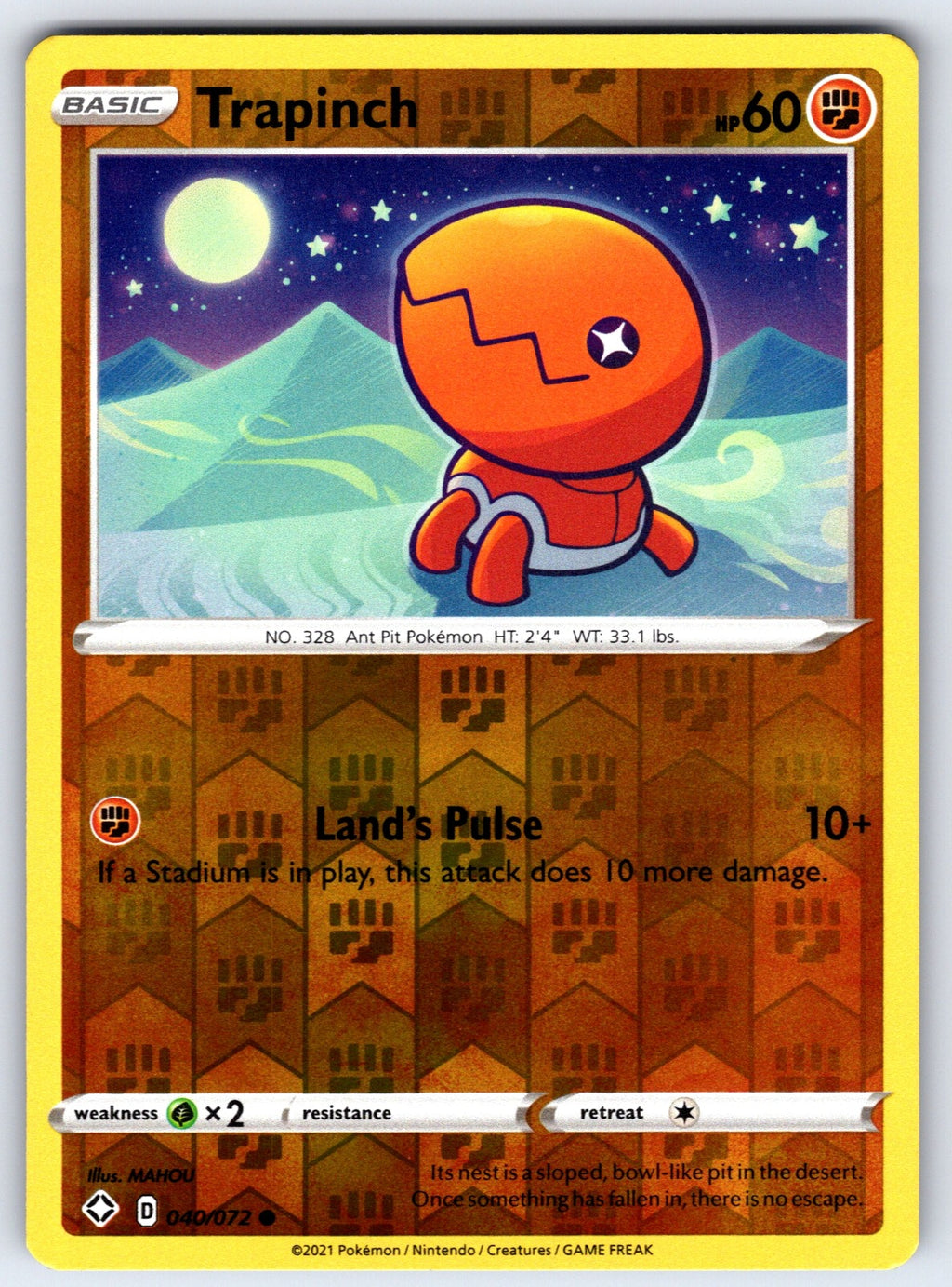 Trapinch Reverse Holo Common SWSH09: Brilliant Stars 074/172 NM 2022