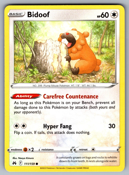 Bidoof Common SWSH: Crown Zenith 111/159 NM 2023