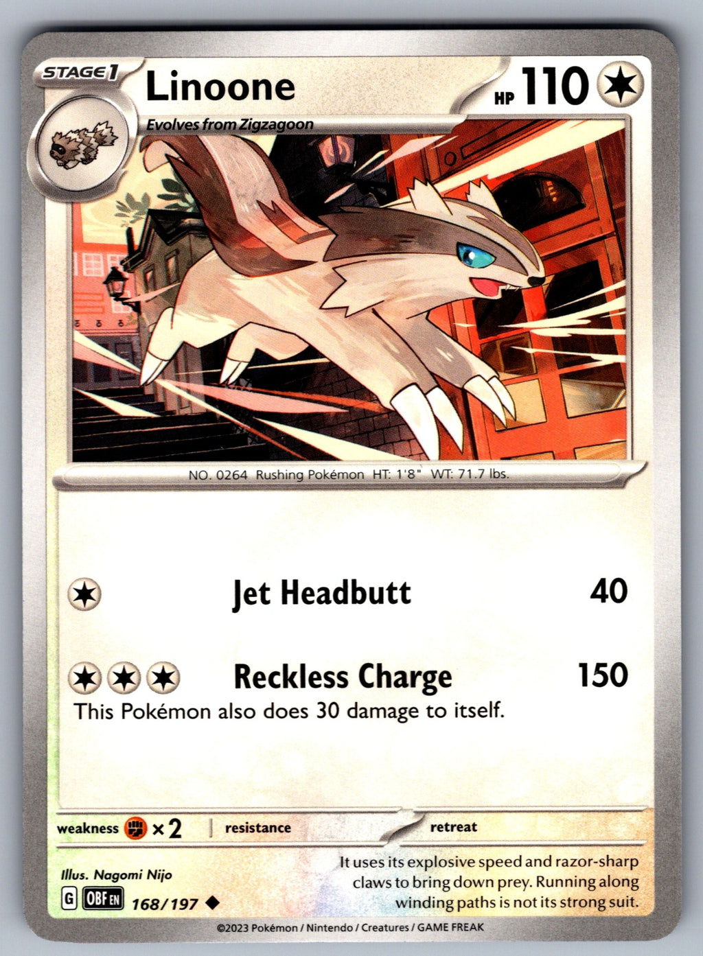 Linoone Uncommon SV03: Obsidian Flames 168/197 NM 2023