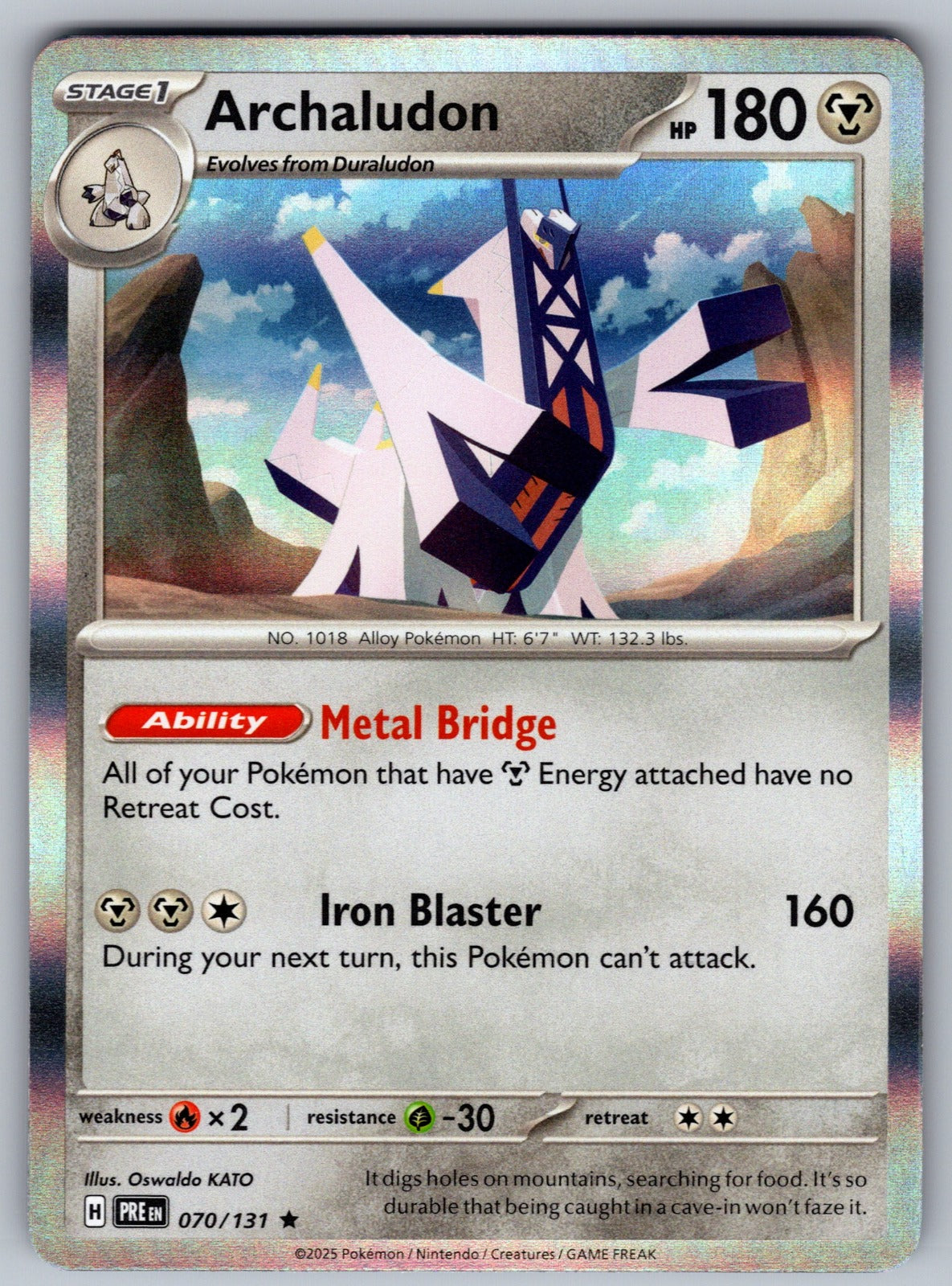 Archaludon Holo Rare SV: Prismatic Evolutions 070/131 NM 2025