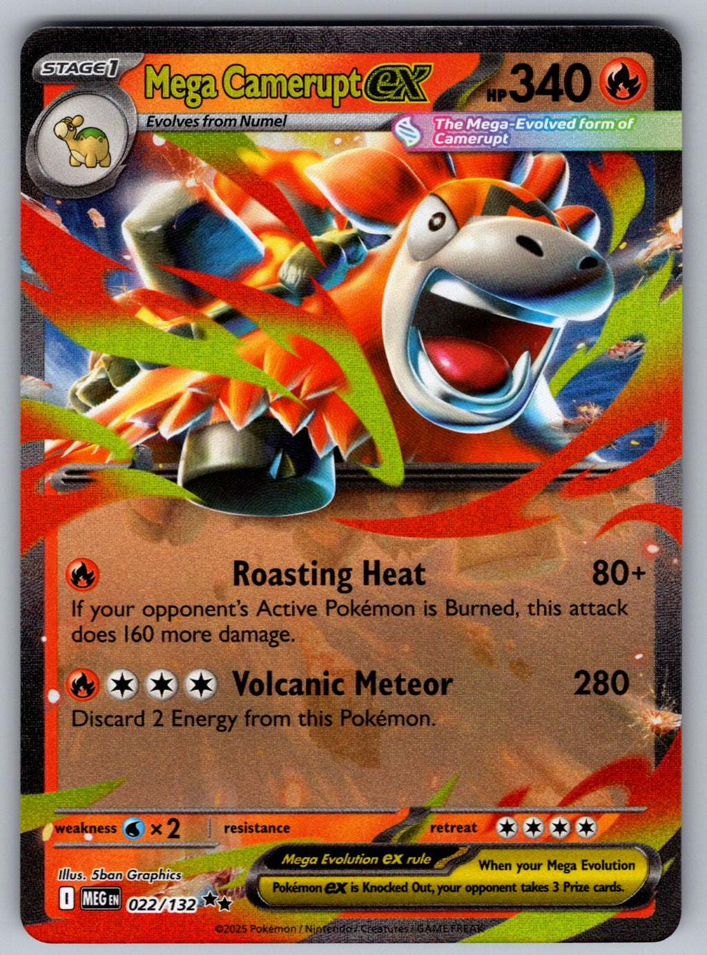 Mega Camerupt ex Holo Double Rare ME01: Mega Evolution 022/132 NM 2025