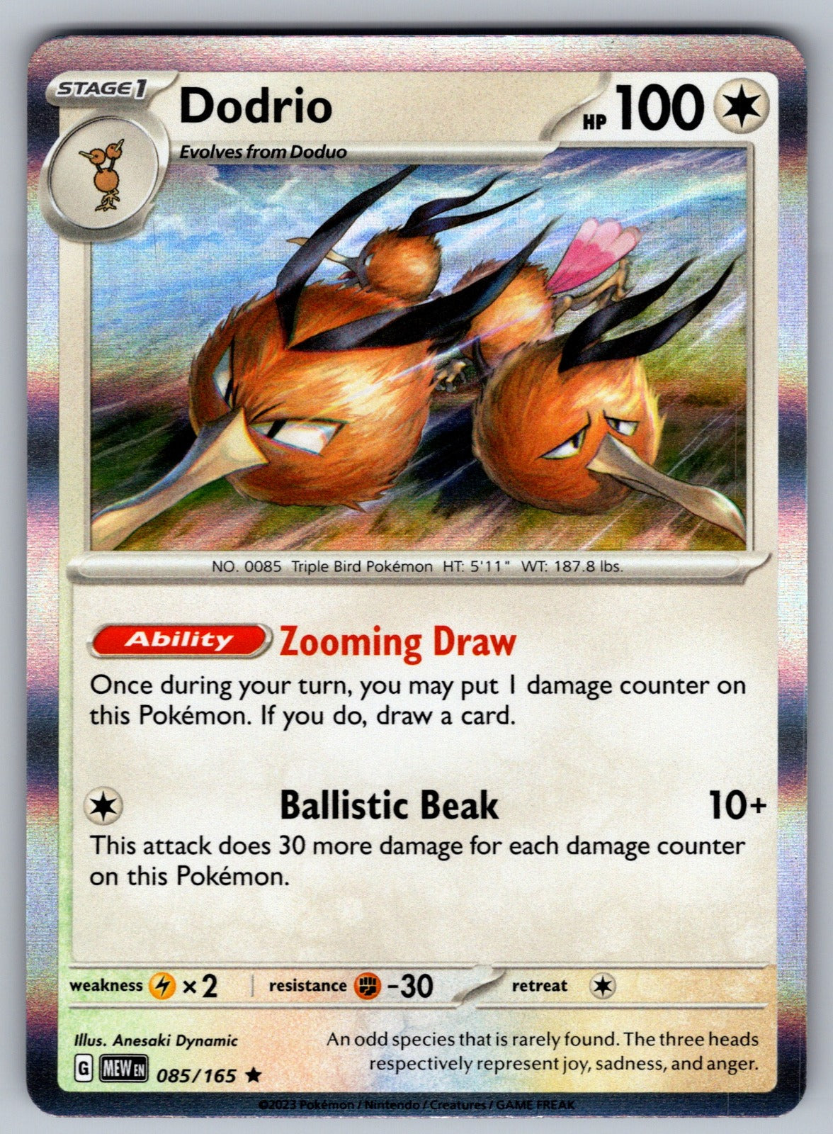 Dodrio Holo Rare SV: Scarlet & Violet 151 085/165 NM 2023