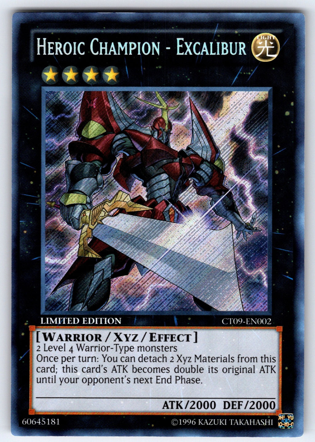Heroic Champion - Excalibur Limited Secret Rare 2012 Collectors Tin CT09-EN002 N